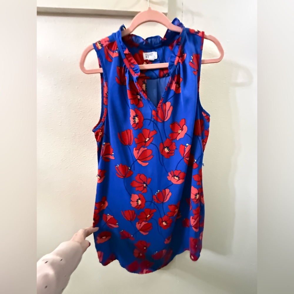 Market & Spruce Vibrant Blue and Red Floral dress